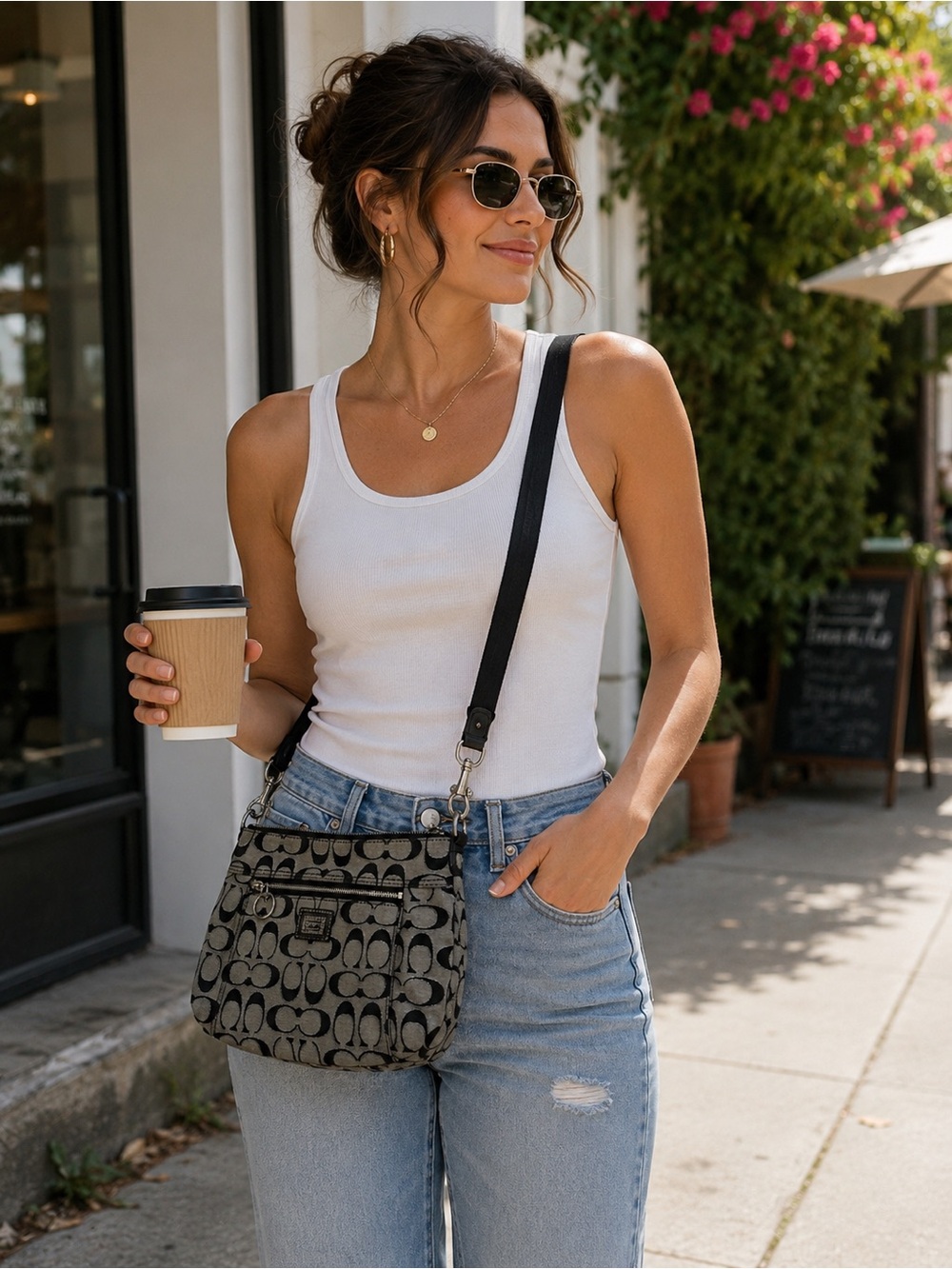 Coach Signature Crossbody Bag – Black/Gray